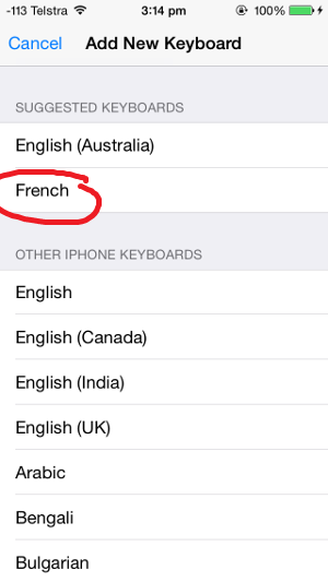 how to type french accents on iphone 06