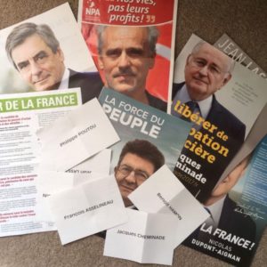 French presidential election: some of the ballot papers and official programs